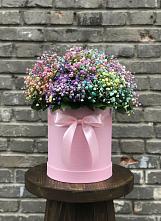 Цветочная композиция из Гипсофила и Розы в шляпной коробке #REPLACE_PRED# Новоблагодарном