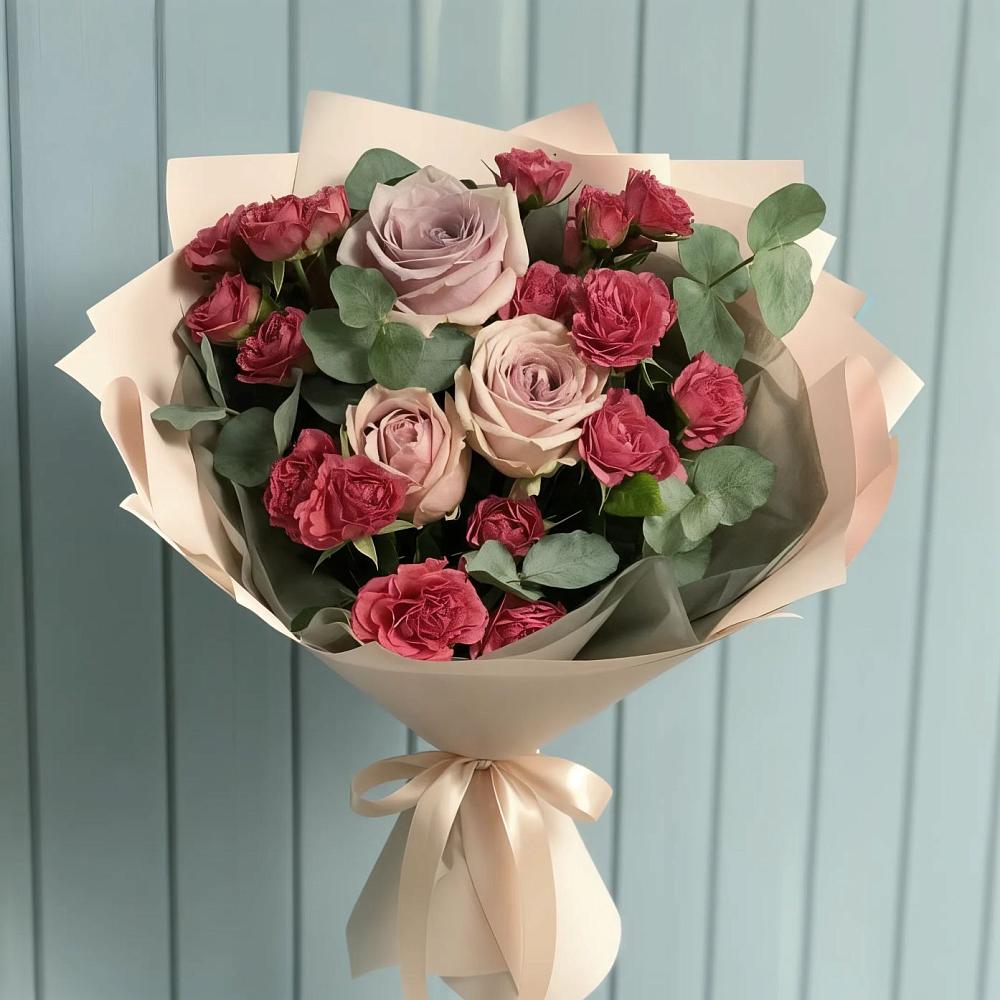 Букет цветов из: Гвоздики и Розы в Новоблагодарном