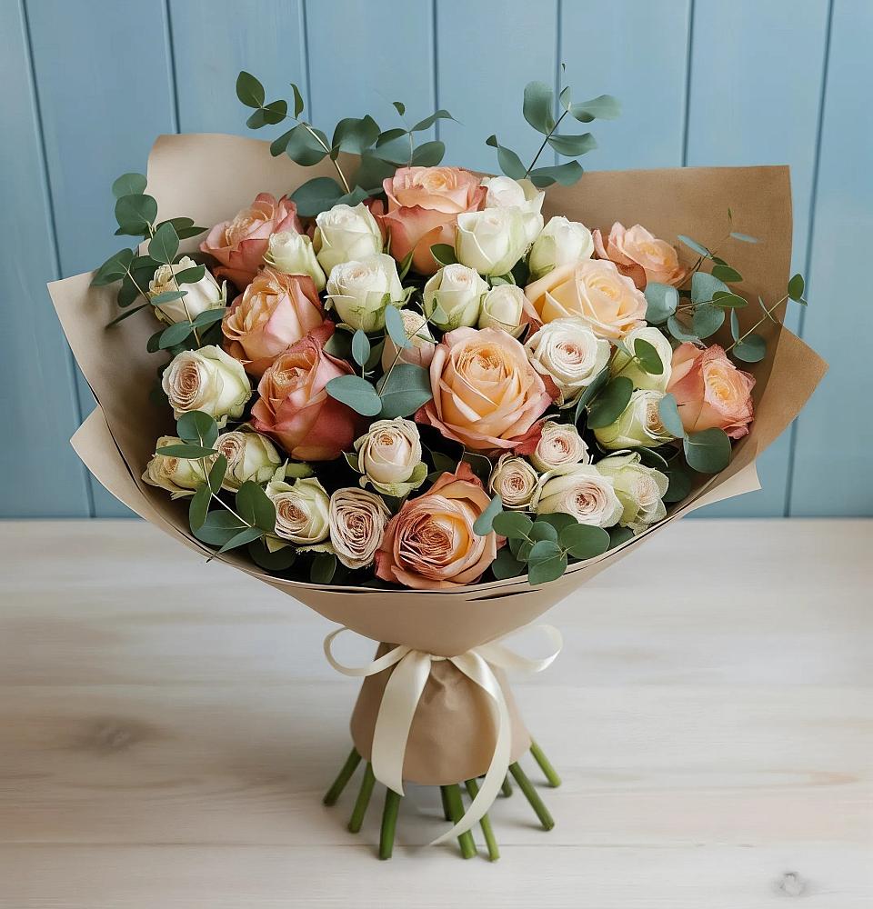 Букет цветов из: Альстромерии и Розы в Новоблагодарном