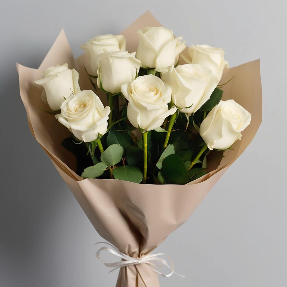 Букет 9 Белых роз Эдлесс Лав в Новоблагодарном