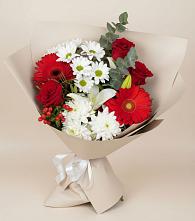 Букет цветов из:  Розы, Хризантемы, Герберы и Лилии в Новоблагодарном