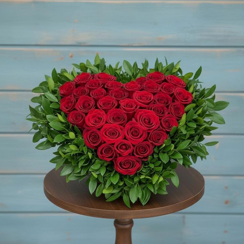 Цветочная композиция из Розы в виде сердца в Новоблагодарном