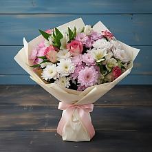 Букет цветов из:  Хризантемы, Альстромерии и Розы в Новоблагодарном