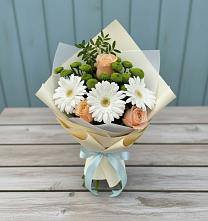 Букет цветов из:  Герберы, Розы и Хризантемы #REPLACE_PRED# Новоблагодарном