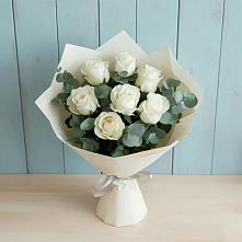 Букет Белые розы в Эвкалипте #REPLACE_PRED# Новоблагодарном